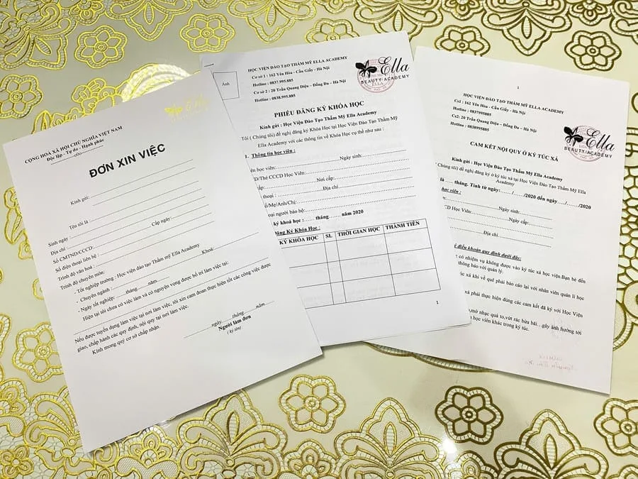 Bộ hồ sơ xin việc và phiếu đăng ký của học viên Queen Ella Academy